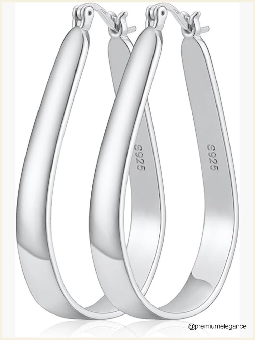 Sterling Silver Oval Hoop Earrings, Large Lightweight Big Hoops, Hypoallergenic